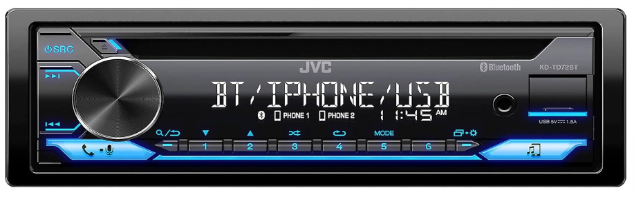 JVC-KD-TD72BT-Bluetooth-Car-Stereo-Receiver-with-USB-Port-–-AM-FM-Radio-CD-and-MP3-Player-Amazon-Alexa-Enabled-13-Digit-LCD-Dual-Line-Display-Single-DIN-