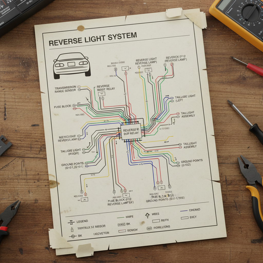 Start by consulting your vehicle's service manual or wiring diagram to identify the reverse light circuit