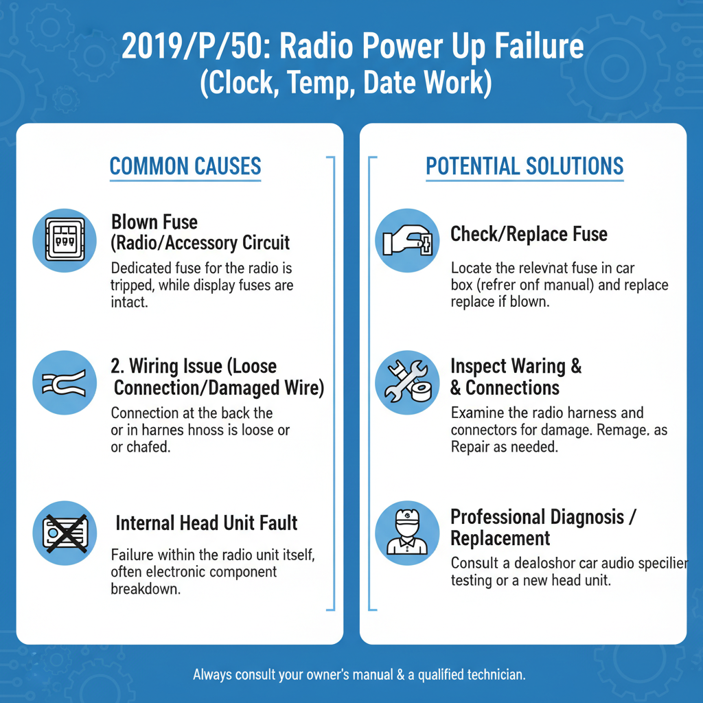 Common Causes and Solutions of clock, temp and date power up but the radio does not power up 2019 ford f250