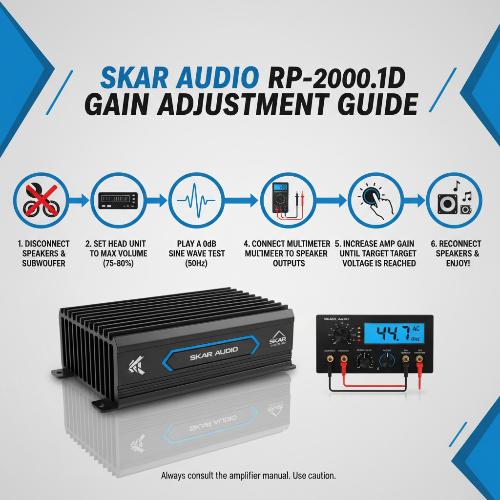 Step-by-Step Gain Adjustment Process on a Skar Audio RP-2000.1D