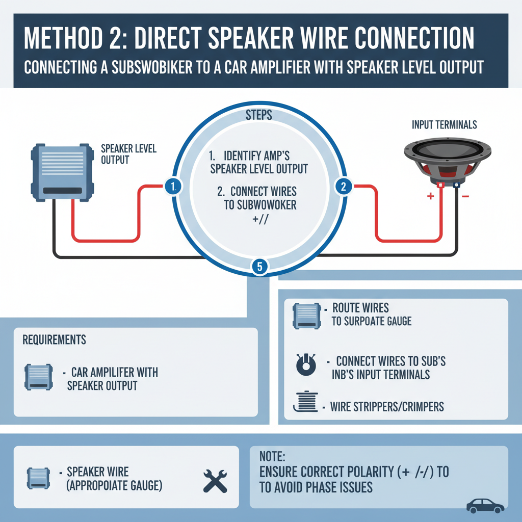 Method 2: Direct Speaker Wire Connection to connect a sub 2 a car amp with output