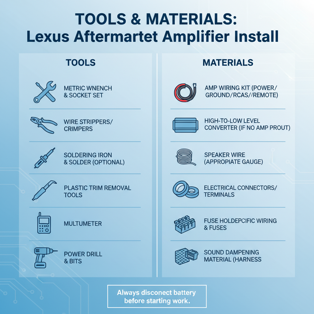 Tools and Materials Needed to Connect a Lexus RX to an Aftermarket Amplifier