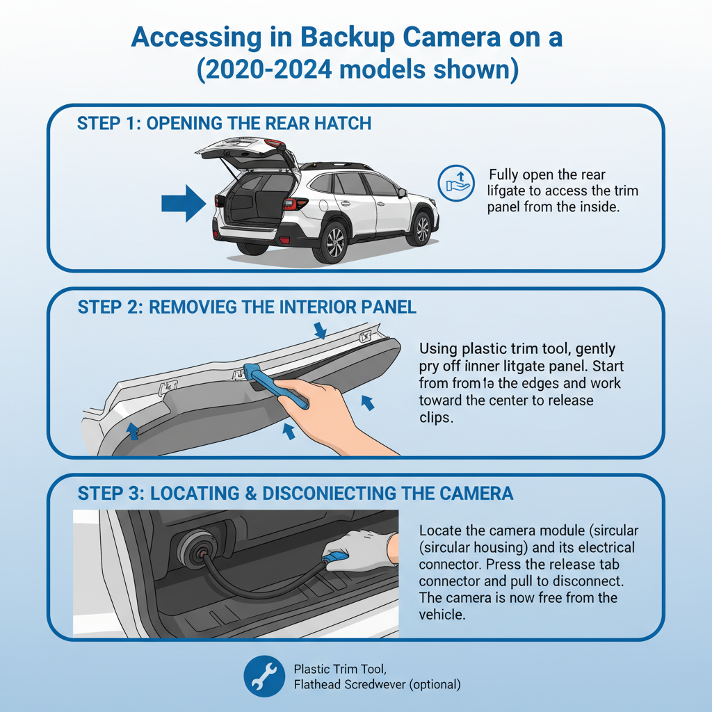 Accessing the Camera Mounting Area to get backup camera out subaru