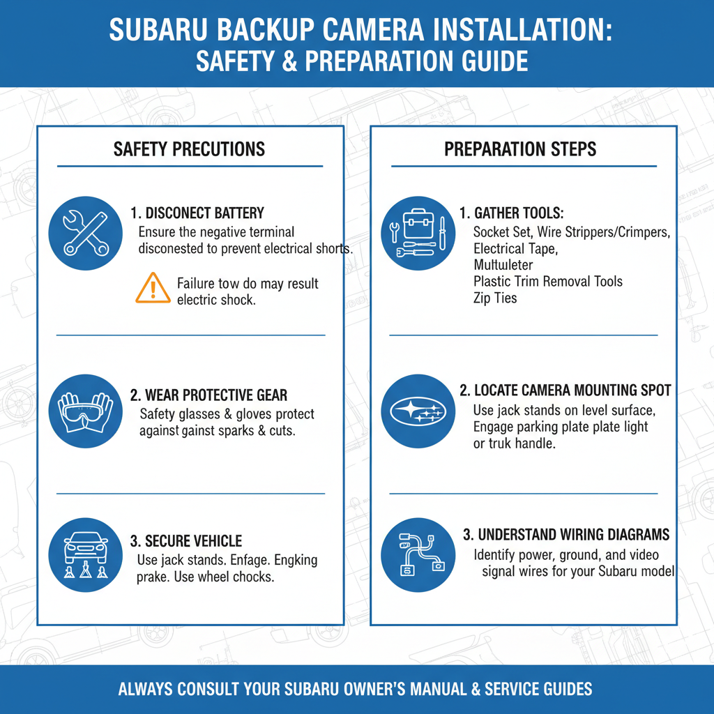 Safety Precautions and Preparation to get backup camera out subaru