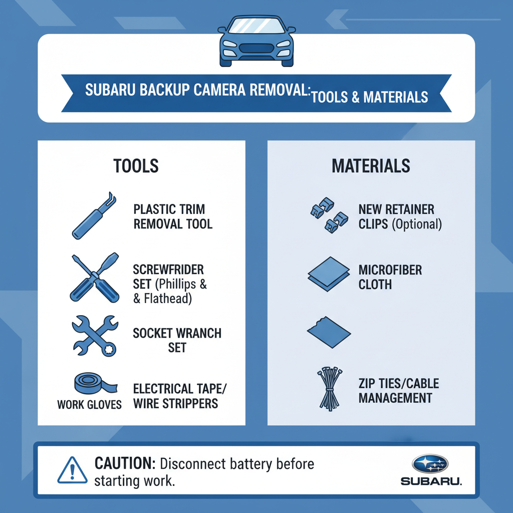 Tools and Materials Required to get backup camera out subaru