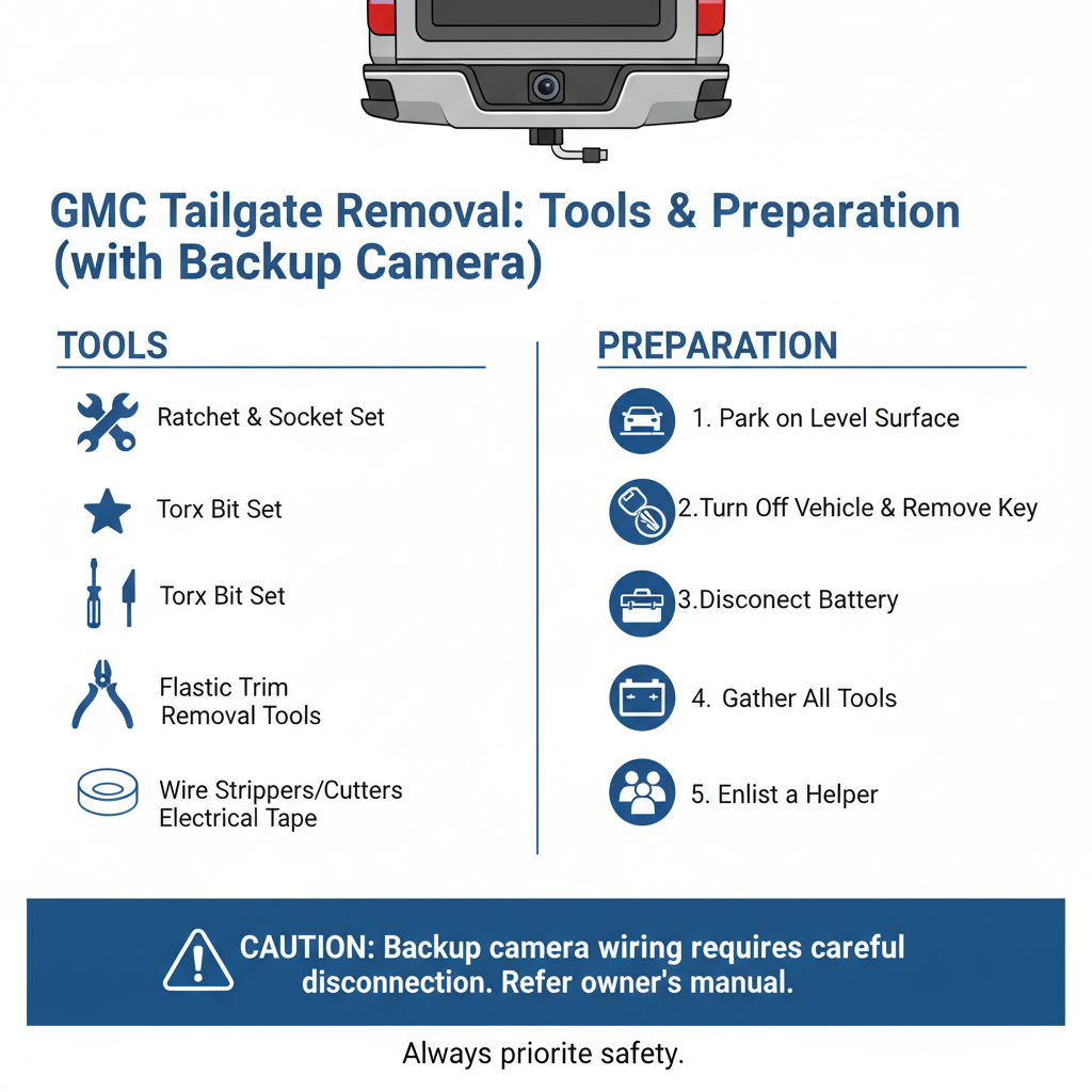 Tools and Preparation to Remove GMC Tailgate with Backup Camera