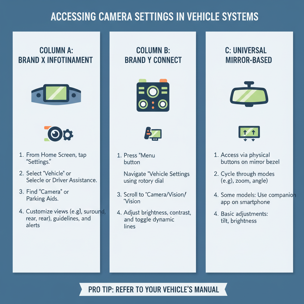 Accessing Camera Settings in Different Vehicle Systems