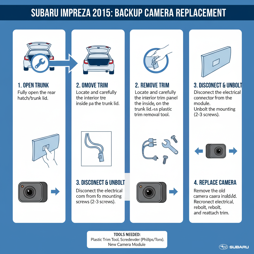 Accessing the Camera Location to replace factory backup camera subaru impreza 2015