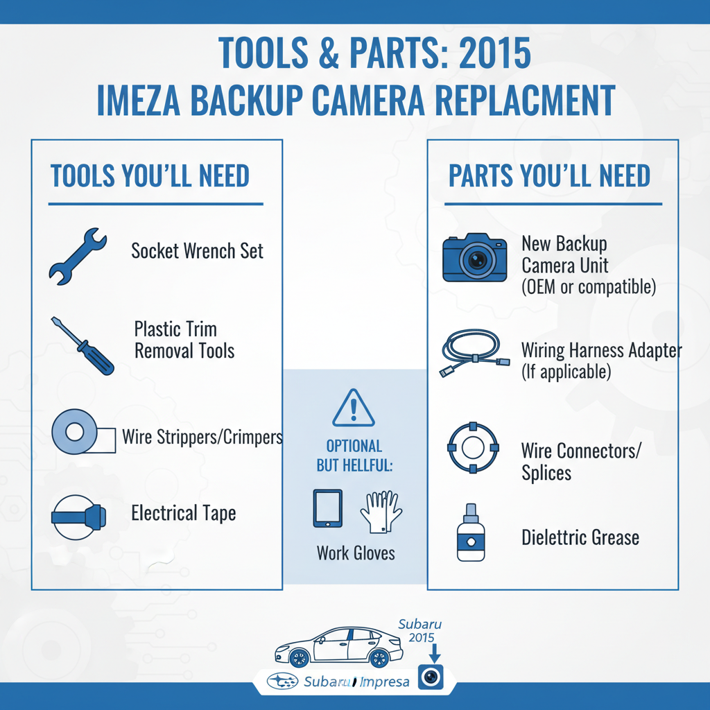Tools and Parts You'll Need to replace factory backup camera subaru impreza 2015