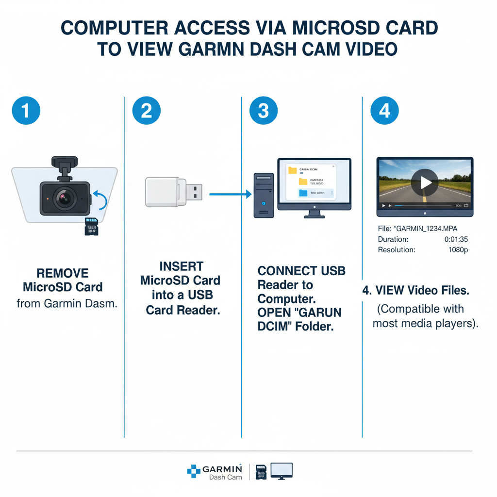 Computer Access via MicroSD Card to View Garmin Dash Cam Video